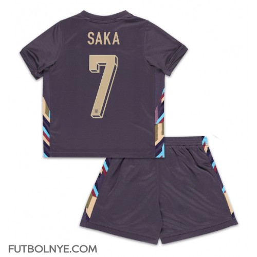 Camiseta Inglaterra Bukayo Saka #7 Visitante Equipación para niños Eurocopa 2024 manga corta (+ pantalones cortos)